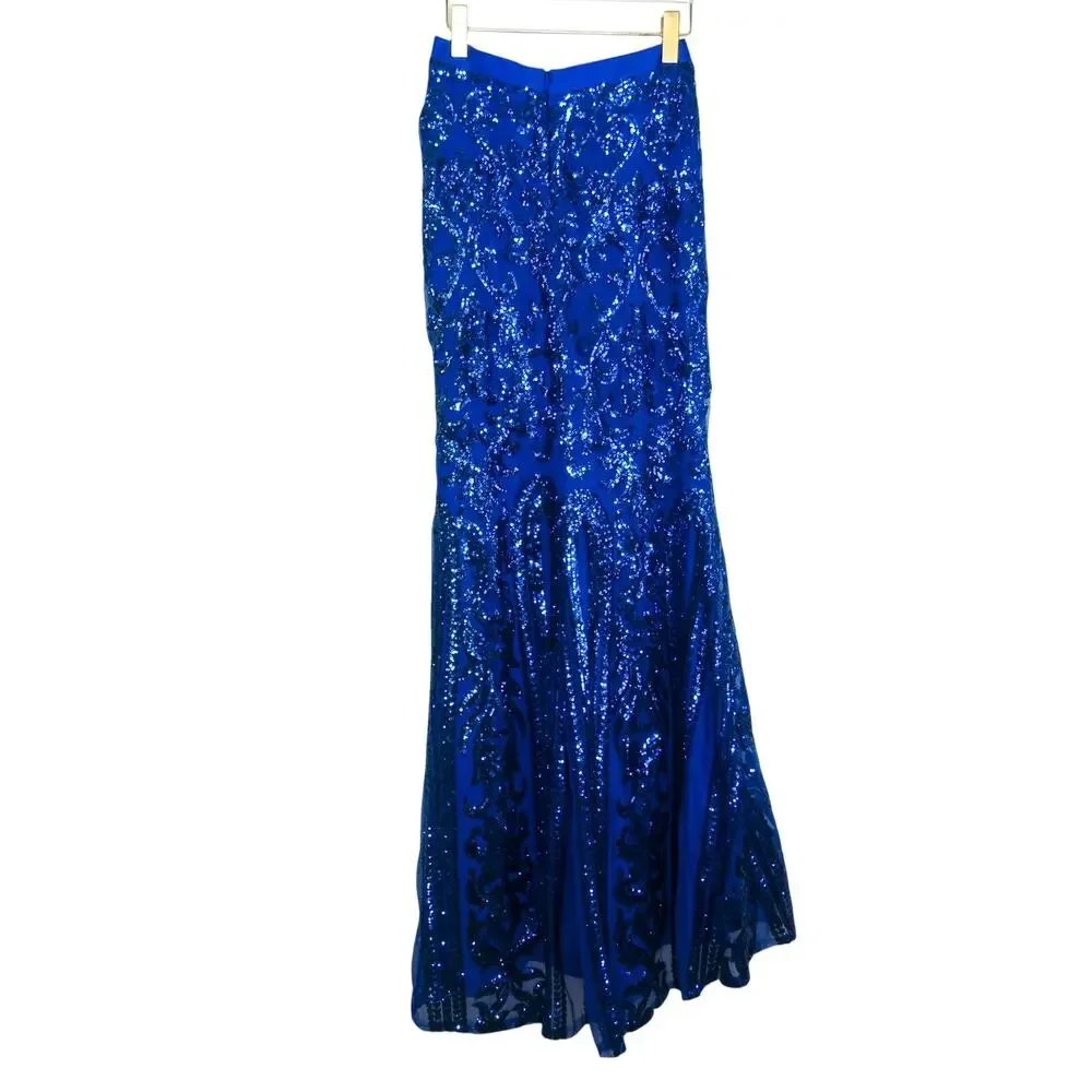 Madison James Royal Blue Sequin 2 Piece Dress Set Size 4 Small Prom Formal